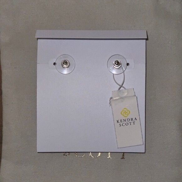 Kendra Scott Elle Custom Statement Earrings Silver & Green Sage Mica NEW - Picture 4 of 6